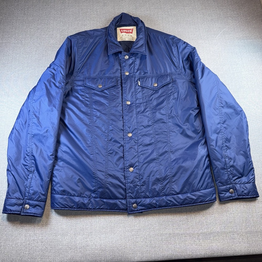 Levi's Relaxed Fit Padded Trucker jacket in a vibrant blue color